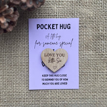 Load image into Gallery viewer, SISTER POCKET HUG - Heart shaped - Sister Gift - Oak 4cm - Letterbox Gift - Big Sis - Little Sis - Soul Sister - Butterfly Crafts