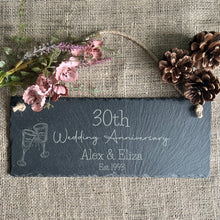 Load image into Gallery viewer, ANNIVERSARY SLATE SIGN - For Couple - Personalised Keepsake - 25th Wedding Anniversary Gift - Silver Anniversary