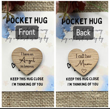 Load image into Gallery viewer, SYMPATHY POCKET HUG - Friend Memory - Family Loss - Personalised - Letter Box Gift - Oak Wood Heart with card - Angel in Heaven