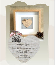 Load image into Gallery viewer, NEW BABY PERSONALISED Picture Frame - Keepsake Print - New Birth Gift - Baby Boy or Girl - Birth Details - Laser Engraved Heart