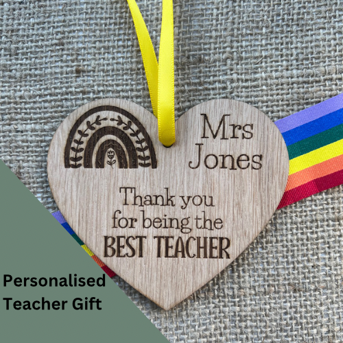 PERSONALISED TEACHER Wooden Heart - Hanging Heart - Teacher Gift - End of Year Gift - Teaching Assistant Gift