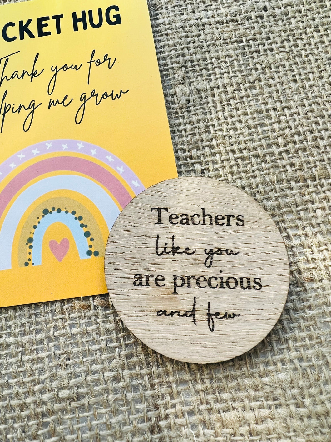 TEACHER POCKET HUG - Personalised - End of Term Gift - Teacher Appreciation Gift - Wooden Pocket Hug - Teacher Gift