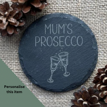 Load image into Gallery viewer, PROSECCO SLATE COASTER - Personalised Coaster - Champagne Coaster - Drinks Coaster - Butterfly Crafts