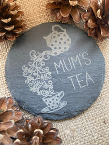 PERSONALISED TEA COASTER - Slate Coaster - Drinks Coaster - Tea Coaster - Mum's Tea - Birthday Gift - Butterfly Crafts