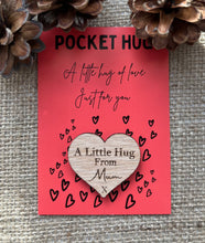 Load image into Gallery viewer, SON POCKET HUG - Heart shaped - Son Gift - Oak 4cm - Letterbox Gift - Amazing Son - Little Hug from Mum - Butterfly Crafts
