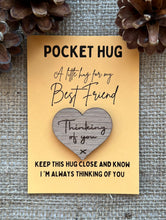 Load image into Gallery viewer, THINKING OF YOU Pocket Hug - Heart shaped - Oak 4cm - Letterbox Gift - Sympathy Gift - Butterfly Crafts