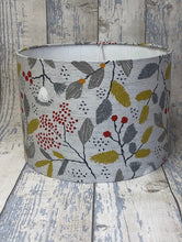 Load image into Gallery viewer, Drum Lampshade - Grey and Ochre, Berries - Butterfly Crafts