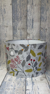 Drum Lampshade - Grey and Ochre, Berries - Butterfly Crafts