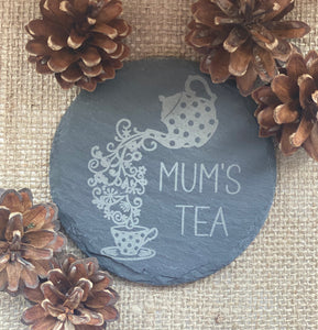 PERSONALISED TEA COASTER - Slate Coaster - Drinks Coaster - Tea Coaster - Mum's Tea - Birthday Gift - Butterfly Crafts