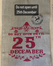 Load image into Gallery viewer, LARGE Christmas Hessian Sack - Choice of 4 Designs - Butterfly Crafts