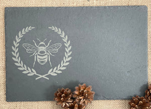 BEE SLATE PLATTER, Table Mats and Coasters, Tableware for Party Food, Cheese and Wine, Charcuterie Board - Butterfly Crafts