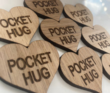 Load image into Gallery viewer, POCKET HUG - Heart shaped - Thinking of you - Best Friend Gift - Oak 4cm - Letterbox Gift - Butterfly Crafts