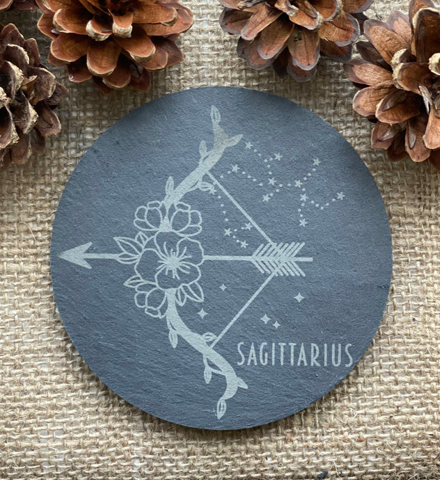 ZODIAC SLATE COASTER - Astrology Signs Gift - Butterfly Crafts