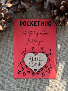 CWTCH POCKET HUG - Friend Gift - Mum Gift - Pocket Hug Token - Heart Shaped - Oak 4cm - Letterbox Gift - Butterfly Crafts