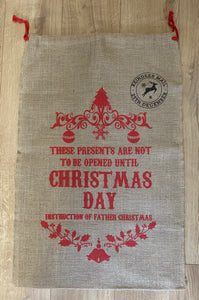 LARGE Christmas Hessian Sack - Choice of 4 Designs - Butterfly Crafts