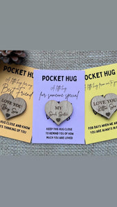 SISTER POCKET HUG - Heart shaped - Sister Gift - Oak 4cm - Letterbox Gift - Big Sis - Little Sis - Soul Sister - Butterfly Crafts