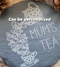 Load image into Gallery viewer, PERSONALISED TEA COASTER - Slate Coaster - Drinks Coaster - Tea Coaster - Mum&#39;s Tea - Birthday Gift - Butterfly Crafts
