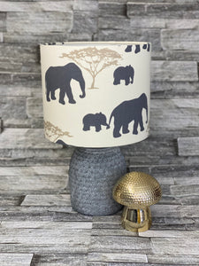 Drum Lampshade - Grey Elephant and Baby - Butterfly Crafts