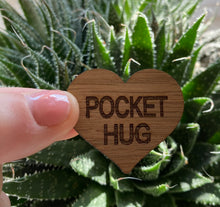 Load image into Gallery viewer, POCKET HUG - Heart shaped - Thinking of you - Best Friend Gift - Oak 4cm - Letterbox Gift - Butterfly Crafts
