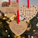 PERSONALISED CHRISTMAS WOODEN Heart - Any Message - Any Text - Hanging Heart - Christmas Decoration - Friend Gift - Custom Gift