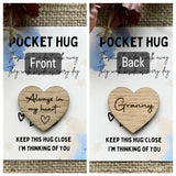 SYMPATHY POCKET HUG - Friend Memory - Family Loss - Personalised - Letter Box Gift - Oak Wood Heart with card - Angel in Heaven - Butterfly Crafts