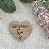 SON POCKET HUG - Heart shaped - Son Gift - Oak 4cm - Letterbox Gift - Amazing Son - Little Hug from Mum Dad - Butterfly Crafts