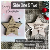 CHRISTMAS POCKET HUG - Personalised Gift - Wooden Star - Missing you Token - Laser Engraved Oak - Greeting Card - Letterbox Gift - Butterfly Crafts