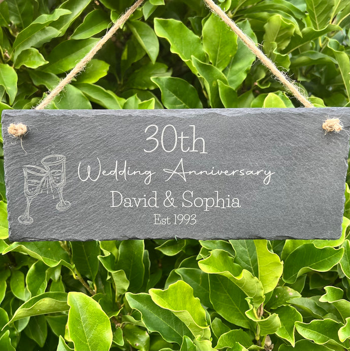 ANNIVERSARY SLATE SIGN - For Couple - Personalised Keepsake - 20th 25th 30th 40th 50th 60th Wedding Anniversary Gift