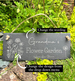 PERSONALISED SLATE SIGN - Grandma's Flower Garden - Grandad's Shed - Custom Made Plaque - 30 x 12cms - Grandparent Gift - Mother's Day - Butterfly Crafts