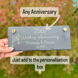 ANNIVERSARY SLATE SIGN - 25th,30th,40th,50th Wedding Anniversary Gift - Butterfly Crafts