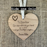 GRANDPARENTS PERSONALISED GIFT - Custom Hanging Heart - For Nanny Grandma - Mothers Day Gift - Birthday - Wooden Heart - Butterfly Crafts