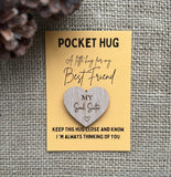 SISTER POCKET HUG - Heart shaped - Sister Gift - Oak 4cm - Letterbox Gift - Big Sis - Little Sis - Soul Sister - Butterfly Crafts