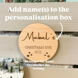 PERSONALISED CHRISTMAS EVE Box Label - Wooden Present Gift Tag - Laser Engraved Name