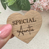 AUNTIE POCKET HUG - Heart shaped - Auntie Gift - Oak 4cm - Letterbox Gift - Special Auntie - Best Auntie Ever - Butterfly Crafts