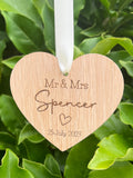 PERSONALISED WEDDING HEART - Wooden Hanging Heart for the Happy Couple - Mr and Mrs - Mr and Mr - Mrs and Mrs - Wedding Keepsake Gift - Butterfly Crafts