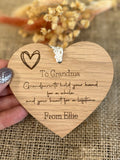 GRANDPARENTS PERSONALISED GIFT - Custom Hanging Heart - For Nanny Grandma - Mothers Day Gift - Birthday - Wooden Heart - Butterfly Crafts