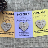 SISTER POCKET HUG - Heart shaped - Sister Gift - Oak 4cm - Letterbox Gift - Big Sis - Little Sis - Soul Sister - Butterfly Crafts