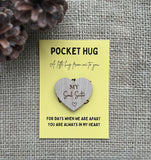 SISTER POCKET HUG - Heart shaped - Sister Gift - Oak 4cm - Letterbox Gift - Big Sis - Little Sis - Soul Sister - Butterfly Crafts