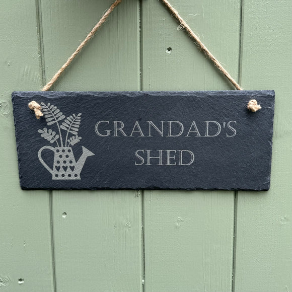 RUSTIC SLATE SIGN for Grandad's Shed - Personalised Outdoor Decor - Father's Day Gift - Grandparent Gift - Butterfly Crafts