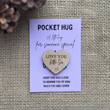 SISTER POCKET HUG - Heart shaped - Sister Gift - Oak 4cm - Letterbox Gift - Big Sis - Little Sis - Soul Sister - Butterfly Crafts