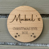 PERSONALISED CHRISTMAS EVE Box Label - Wooden Present Gift Tag - Laser Engraved Name