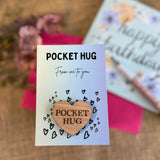 POCKET HUG - Heart shaped - Thinking of you - Best Friend Gift - Oak 4cm - Letterbox Gift - Butterfly Crafts