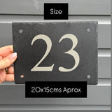 SLATE HOUSE NUMBER - Laser Engraved Farmhouse Sign - Gate Plaque 20 x 15cms