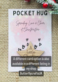 CHRISTMAS POCKET HUG - Personalised Gift - Wooden Star - Missing you Token - Laser Engraved Oak - Stocking Filler - Letterbox Gift - Butterfly Crafts