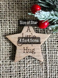 CHRISTMAS POCKET HUG - Personalised Gift - Wooden Star - Missing you Token - Laser Engraved Oak - Stocking Filler - Letterbox Gift - Butterfly Crafts