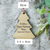 PERSONALISED GIFT TAG for Presents and Gifts - Wooden Bauble, Star, Tree, Heart - Christmas and Wedding Gift Label