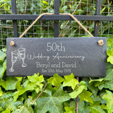 GOLDEN ANNIVERSARY SLATE Sign - For Couple - Personalised Keepsake - 50th Wedding Anniversary Gift - Butterfly Crafts