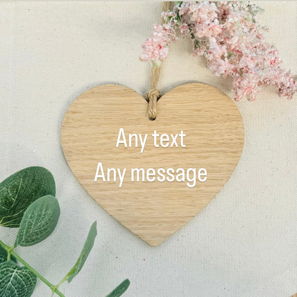 PERSONALISED WOODEN HEART - Any Message - Any Text - Hanging Heart - Wedding Heart - Friend Gift - Custom Gift - Butterfly Crafts