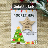 CHRISTMAS POCKET HUG - Personalised Gift - Wooden Star - Missing you Token - Laser Engraved Oak - Stocking Filler - Letterbox Gift - Butterfly Crafts