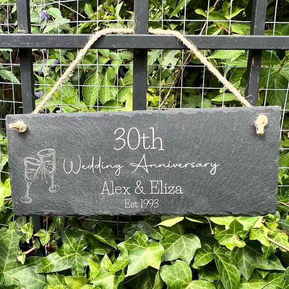 ANNIVERSARY SLATE SIGN - For Couple - Personalised Keepsake - 30th Wedding Anniversary Gift - Pearl Anniversary - Butterfly Crafts